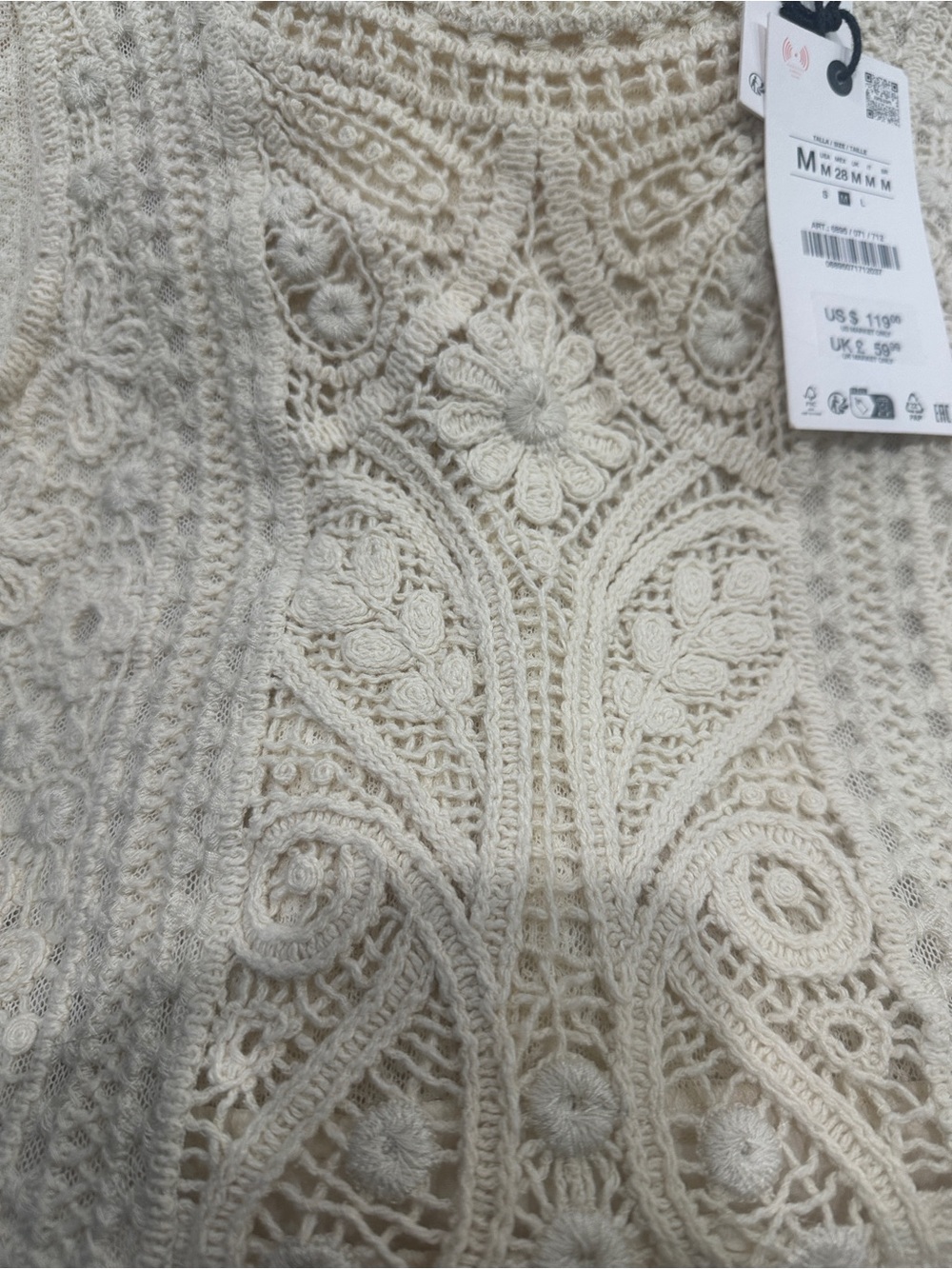 Zara White Crochet Bodice Maxi Dress - Picture 5 of 6